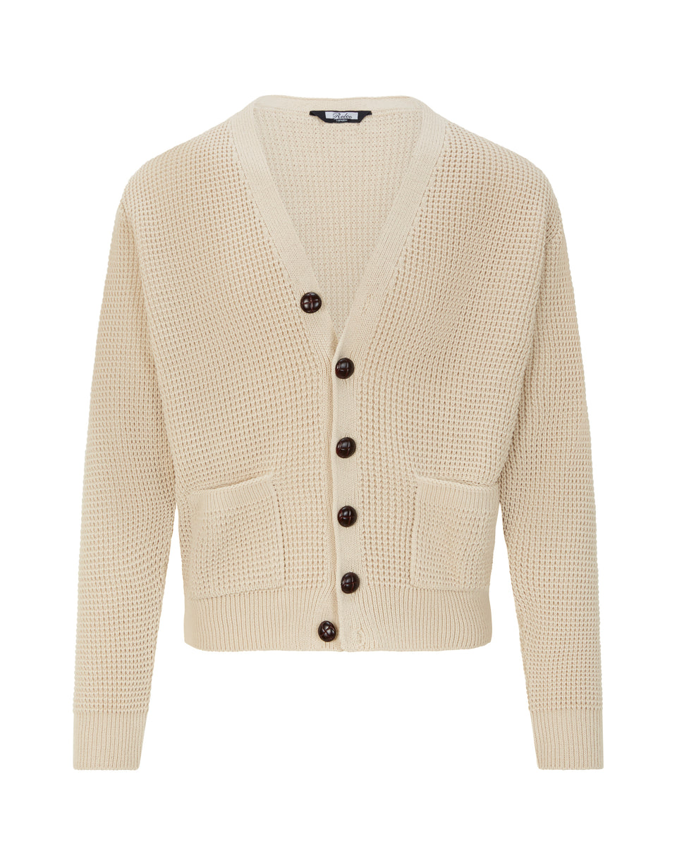 Mens waffle cardigan best sale