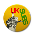 Load image into Gallery viewer, UK Subs giant 3D pin badge with Warhead design by Tape Deck Art Tony Dennis at Oi Oi The Shop
