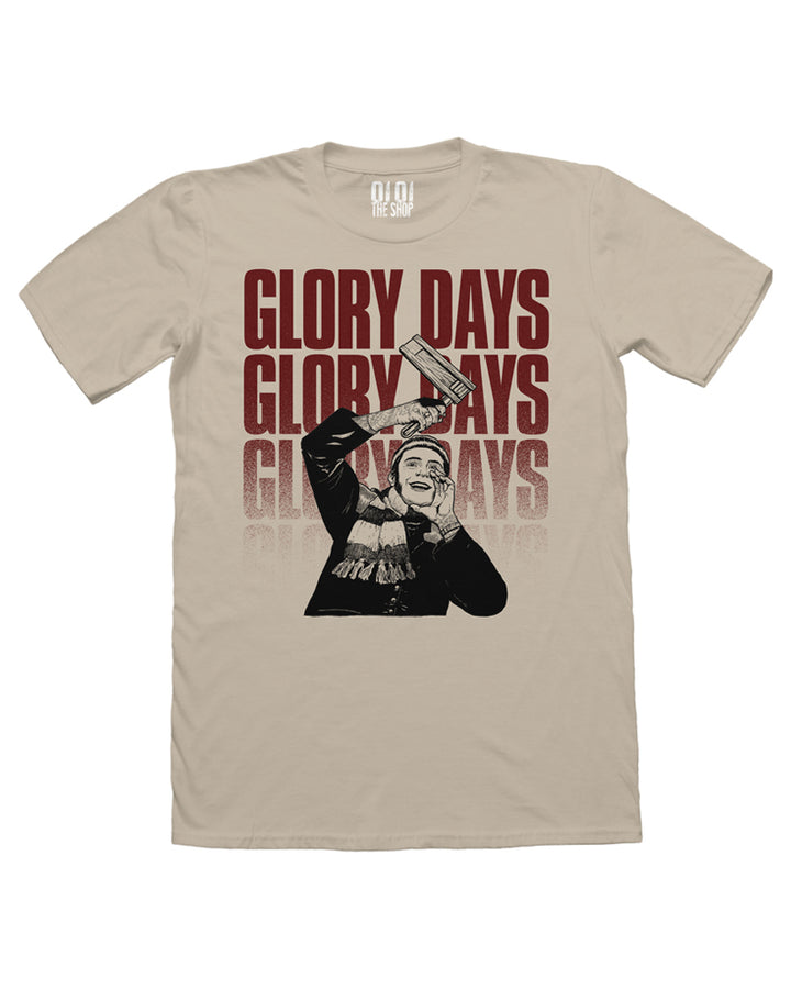 Glory Days 1 t-shirt in sand, black and burgundy by Ramon Girones Diaz for Oi Oi The Shop