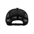 Load image into Gallery viewer, Black trucker-style baseball cap viewed from the back, featuring a black mesh back and an adjustable snap closure from Oi Oi The Shop
