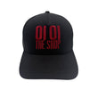 Load image into Gallery viewer, Oi Oi The Shop logo black trucker cap with burgundy embroidery at Oi Oi The Shop (2)
