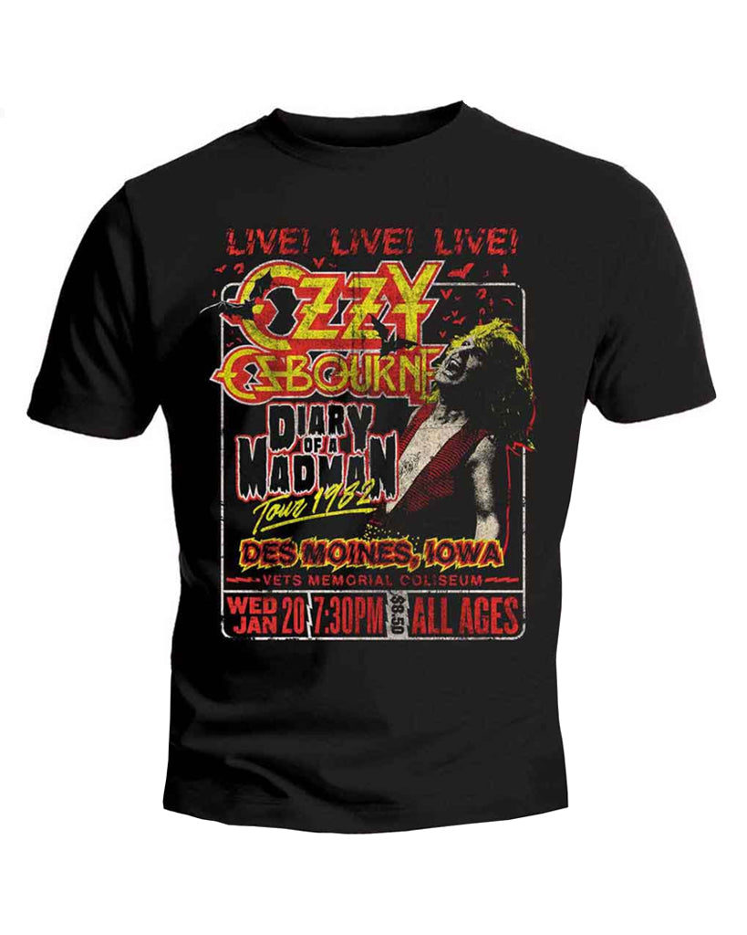 Diary of a Madman Tour 1982 black t-shirt from Ozzy Osbourne at Oi Oi The Shop in Camden