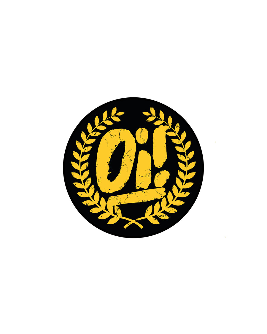 Oi Laurel wreath sticker in black and yellow from Oi Oi The Shop