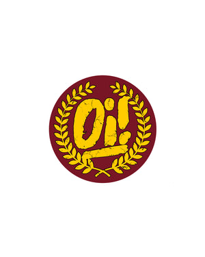 Oi Laurel wreath sticker in burgundy, yellow and black from Oi Oi The Shop