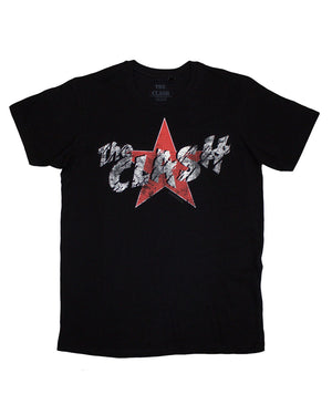 The Clash official licensed distressed star logo t-shirt at Oi Oi The Shop in Camden