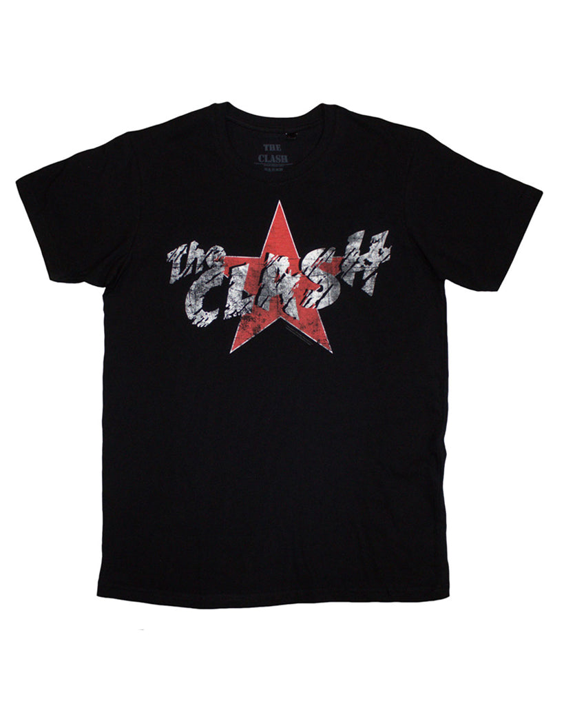 The Clash official licensed distressed star logo t-shirt at Oi Oi The Shop in Camden