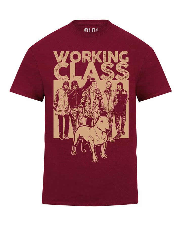 Working Class t-shirt in burgundy and tan from Oi Oi The Shop