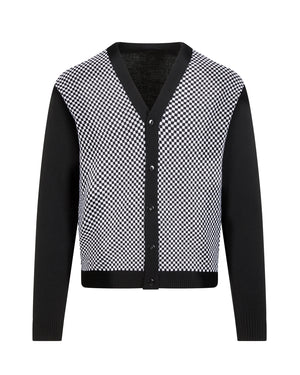 RELCO BLACK AND WHITE CHECK CHAS CARDIGAN