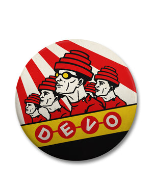Devo giant 3D pin badge by Tape Deck Art at Oi Oi The Shop