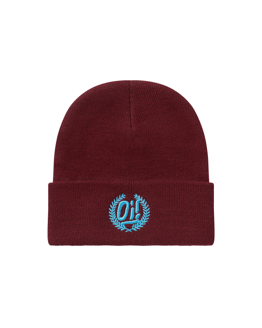 Oi! laurel beanie claret and blue by Oi Oi The Shop