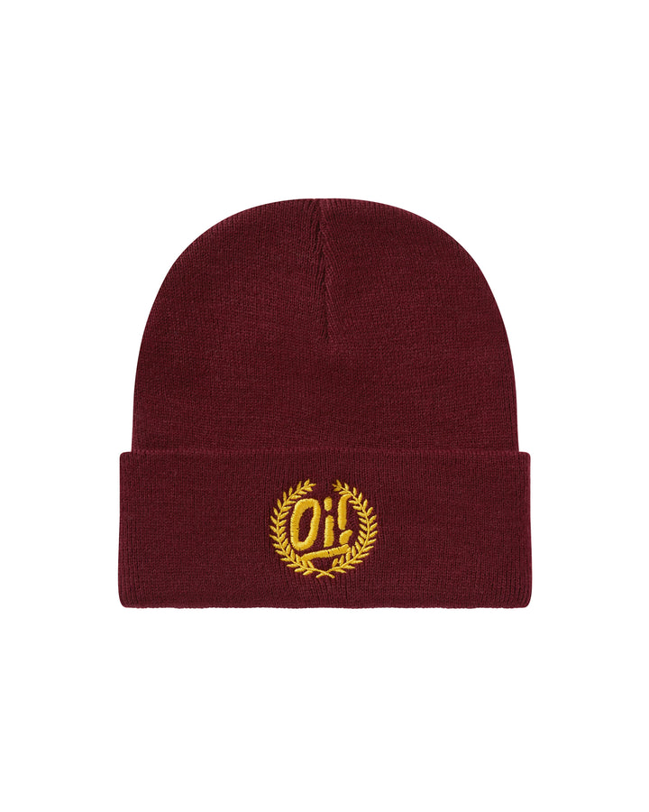 Oi! laurel beanie burgundy and yellow by Oi Oi The Shop