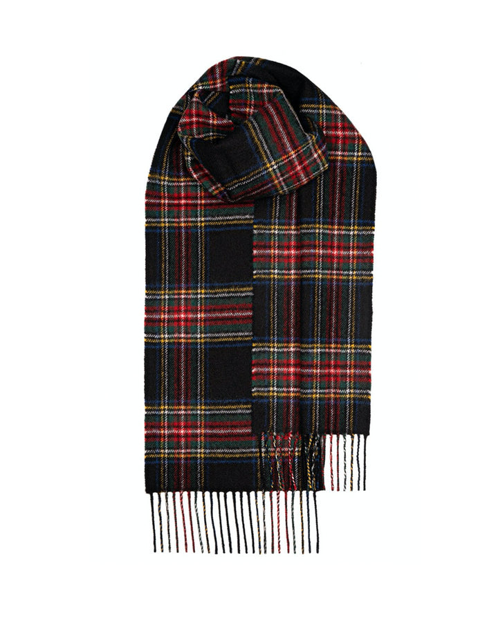 Stewart modern black tartan scarf by Lochcarron at Oi Oi The Shop