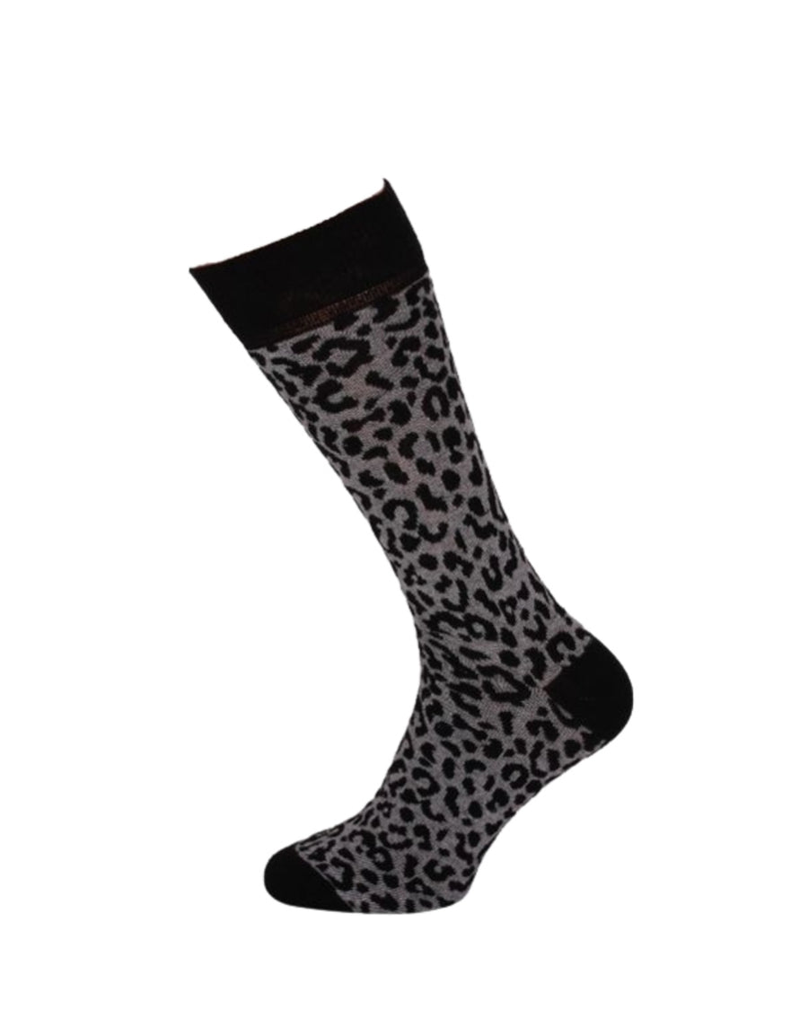 Socks leopard print grey at Oi Oi The Shop