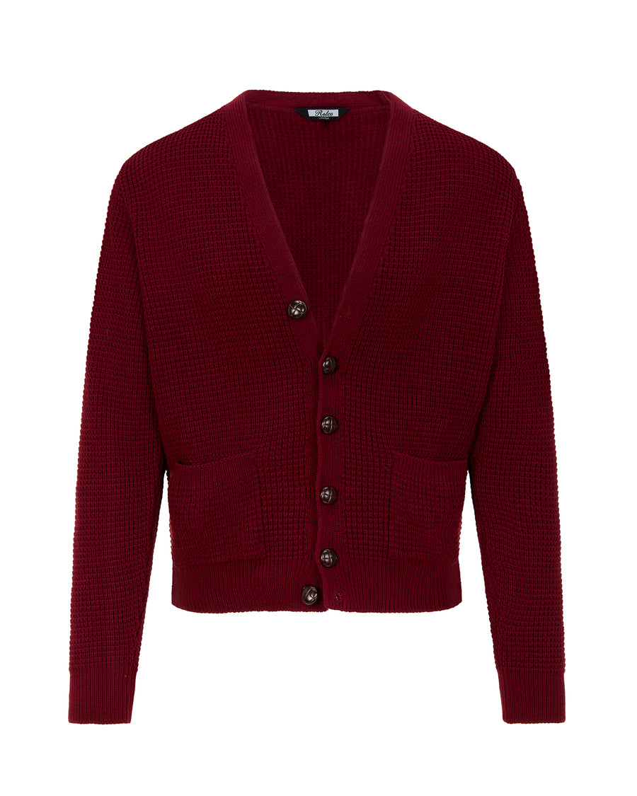 RELCO WAFFLE CARDIGAN BURGUNDY – Oi Oi The Shop